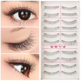 10 Pairs Cotton Stalk Eyelash Soft Black Fiber Reusable Lashes Nature Party Makeup Lashes