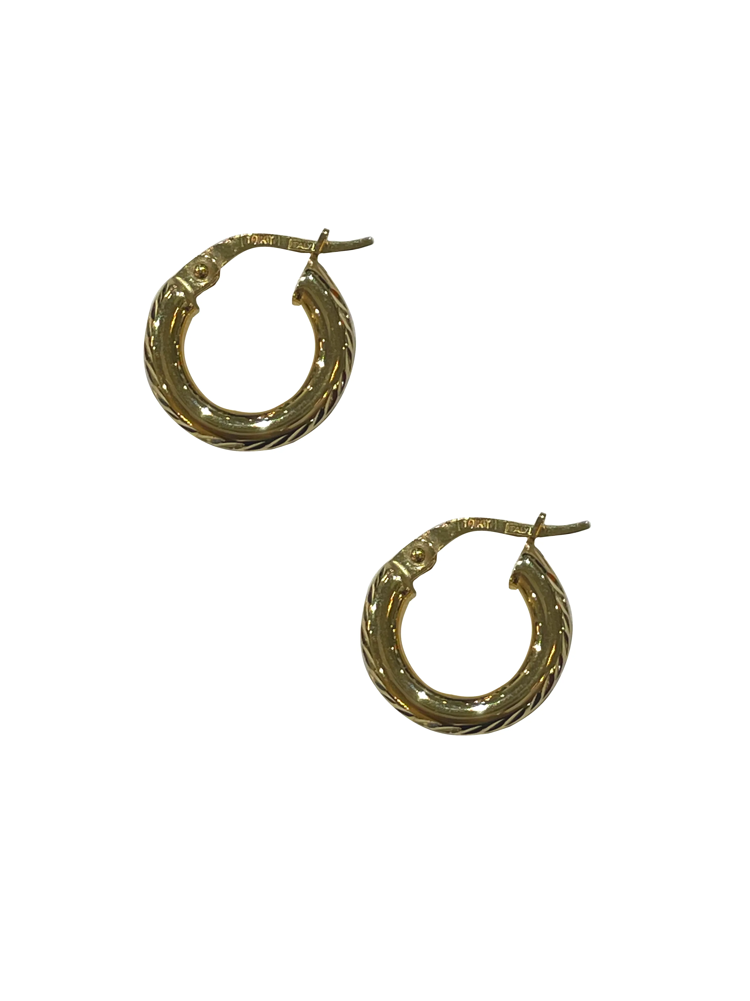 10K Gold Diamond Cut Hoops