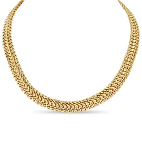 14k Gold Double Wide Curb Chain Choker Necklace