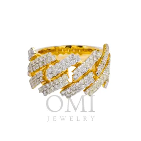 14K GOLD ROUND DIAMOND CUBAN LINK RING 2.75 CT