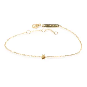 14k Itty Bitty Diamond Ladybug Bracelet