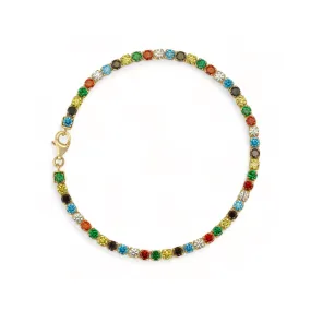 14K Yellow Gold Raimbow Color CZ Bracelet - 1020