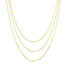 14K Yellow Gold Triple Graduated Box Link Necklace