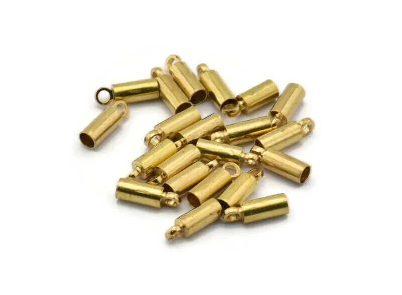 9mm Cord Ends, 50 Raw Brass End Cap, Cord Tip Cord Ends - (9x3mm) E001 B0016