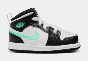 Air Jordan 1 Mid Infant Toddler Lifestyle Shoes (White/Green Glow/Black)