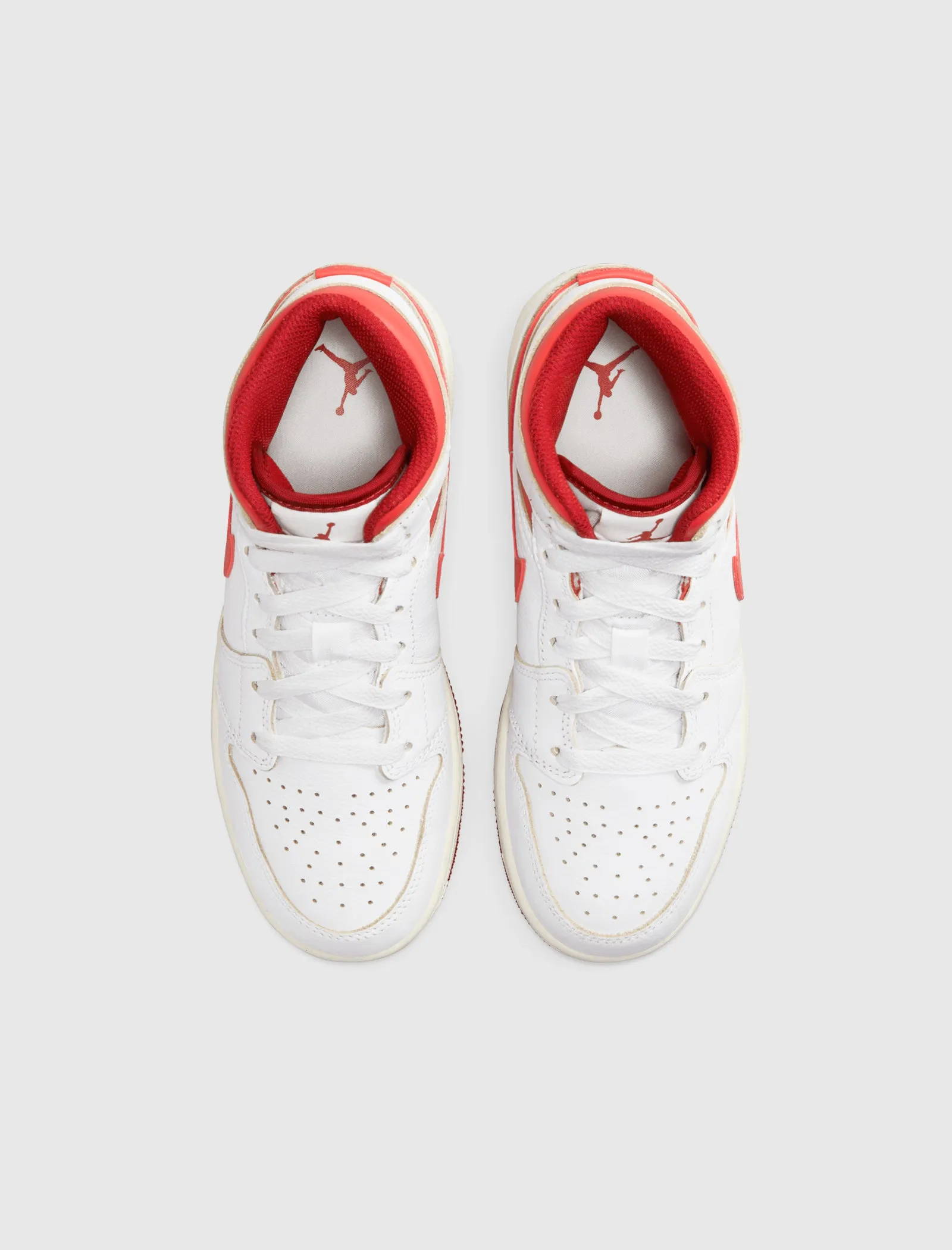 AIR JORDAN 1 MID "WHITE/DUNE RED" GS