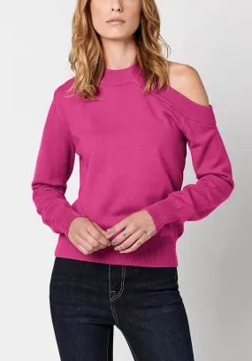 Alana Women's Cold Shoulder Sweater in Fushia - SW0617H