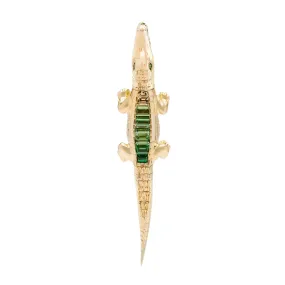 Alligator Bite 18K Gold Earring w. Tsavorite