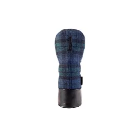 Americana Edition Harris Tweed and  leather golf Headcover in Black Watch Driver