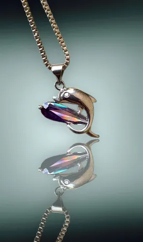 Amethyst Sterling Silver Dolphin Necklace