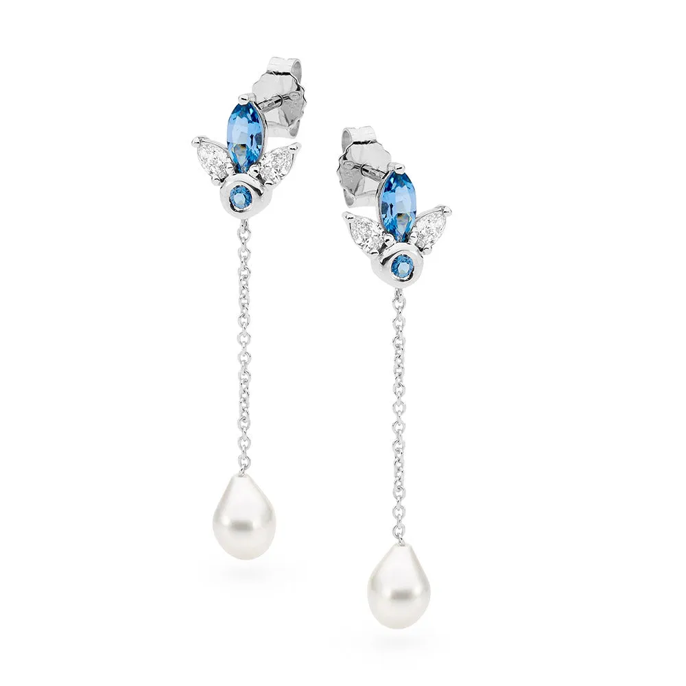 Aquamarine and Diamond Drop Earrings