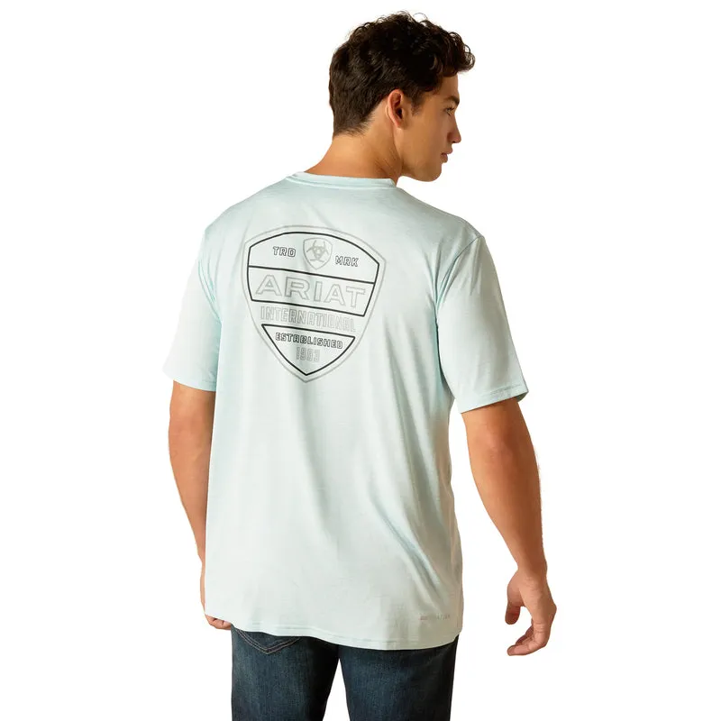 'Ariat' Men's Charger Crestline T-Shirt - Iced Aqua