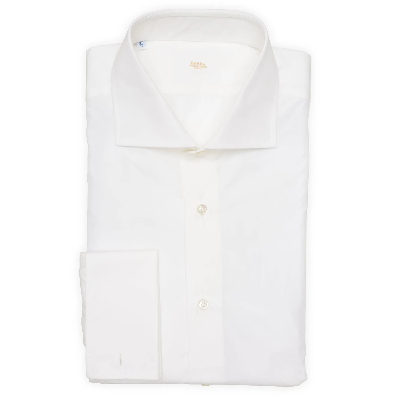 BARBA Napoli Handmade White Cotton French Cuff Dress Shirt EU 43 NEW US 17