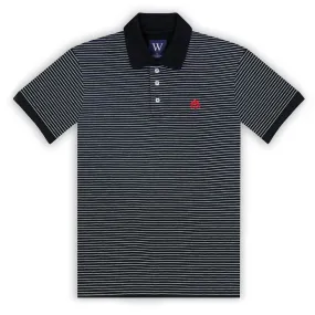 Black with Grey Marl Stripe Polo