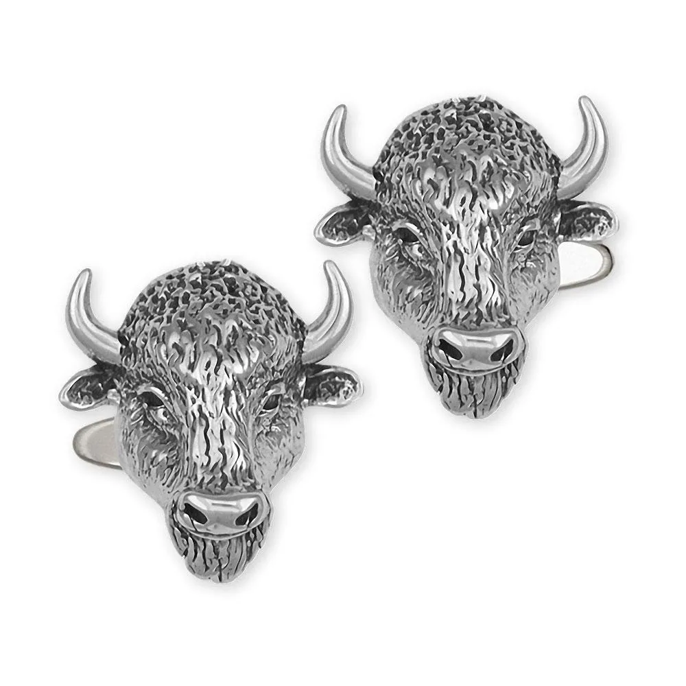 Buffalo Cufflinks Jewelry Sterling Silver Handmade Bison Cufflinks BUF-CL