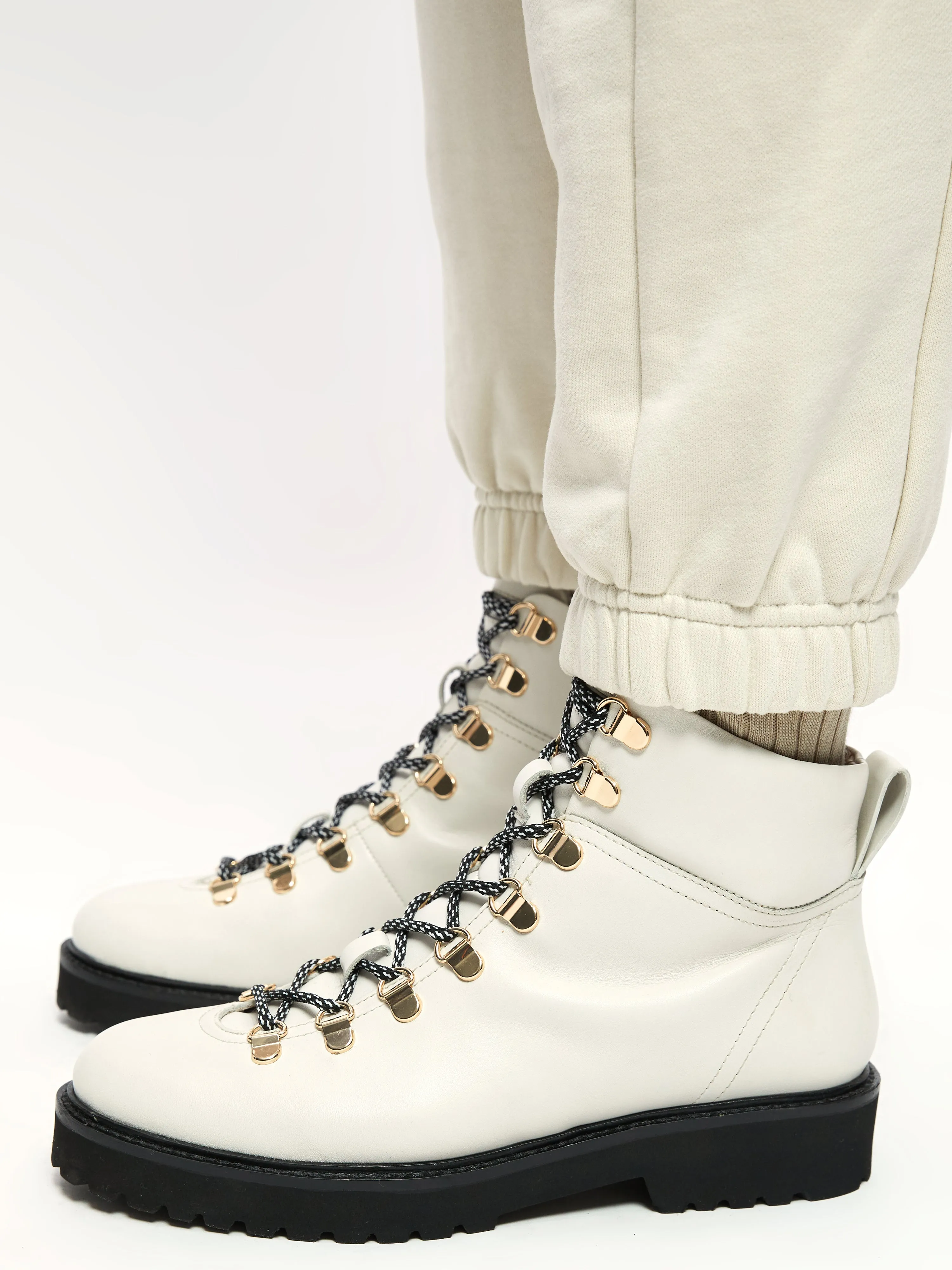 Burnham Leather Lace Up Boot | Cream