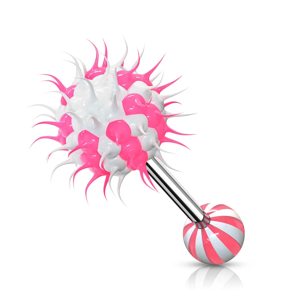 Candy Stripe Silicone Spikey Koosh Balls Barbell