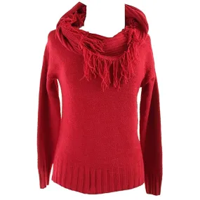 Charter Club Petite Women's ringed Detachable-Collar Sweater, Red, PS