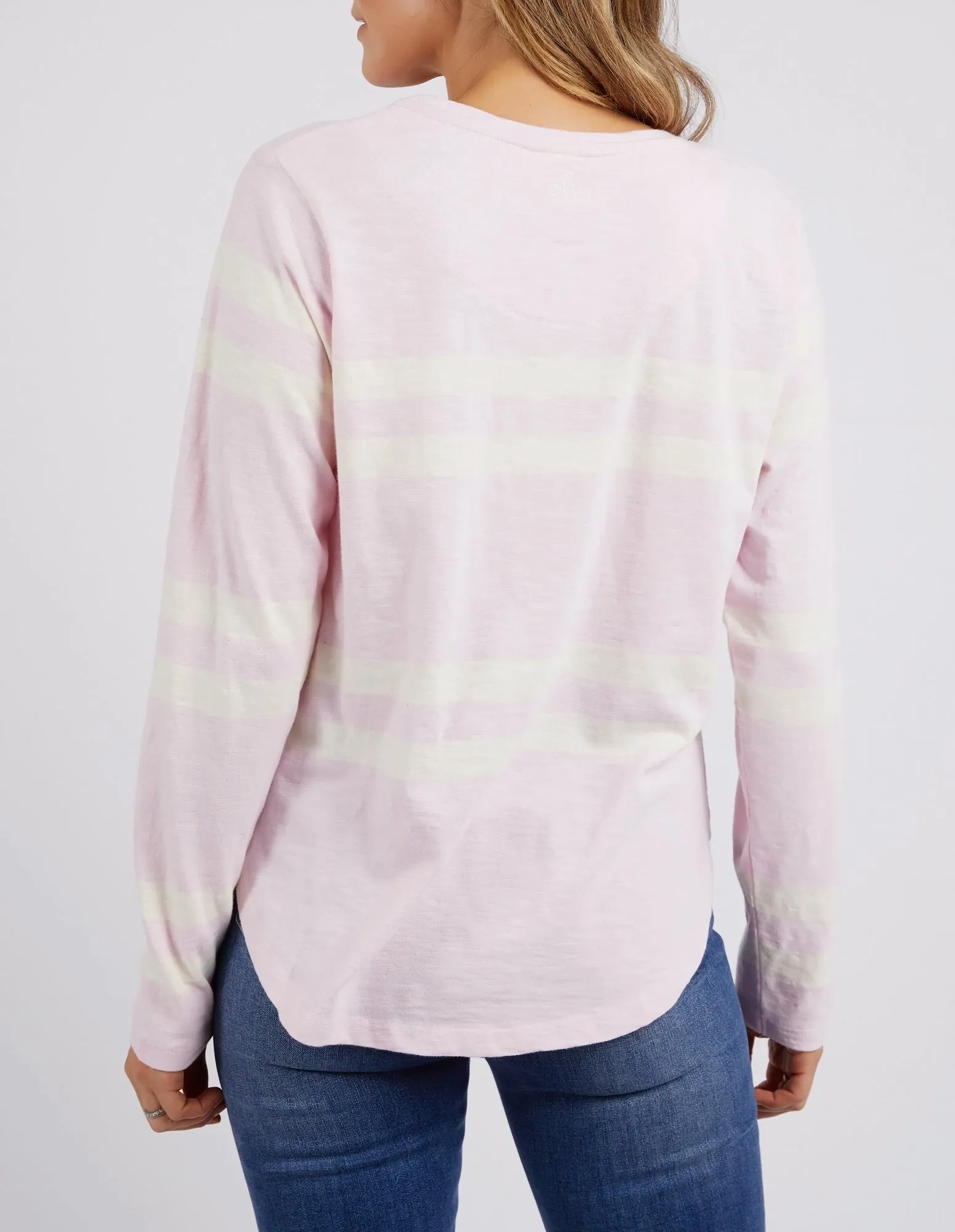 Elm Allegra LS Tee - Powder Pink/White Stripe