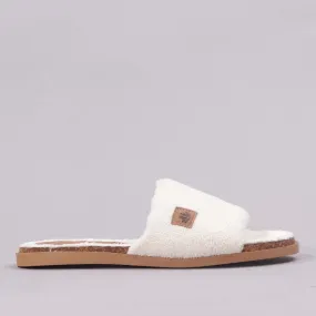 Flat Mule Sandal in Cream - 12398