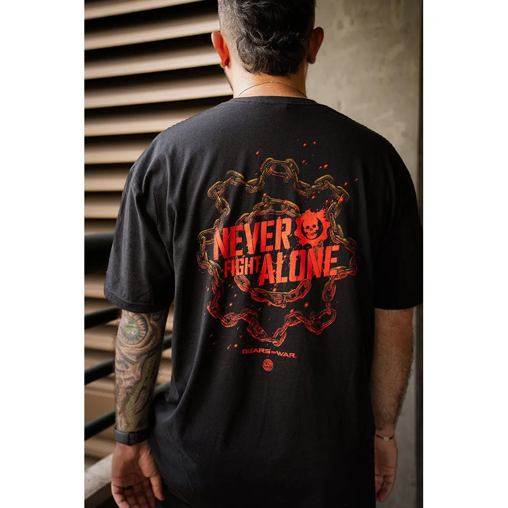 Gears of War "Never Fight Alone" Year 2 T-shirt designed by Matt Ryan Tobin