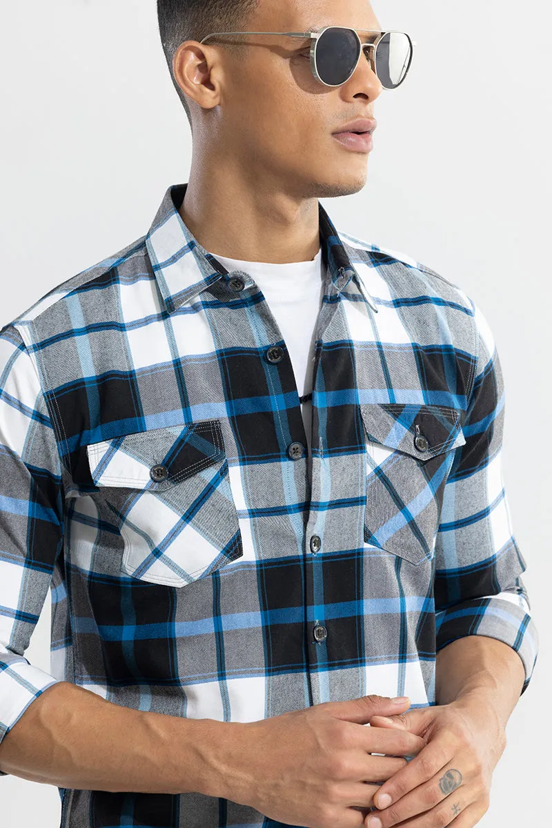 Grid Hatch Vivid Blue Checks Shirt