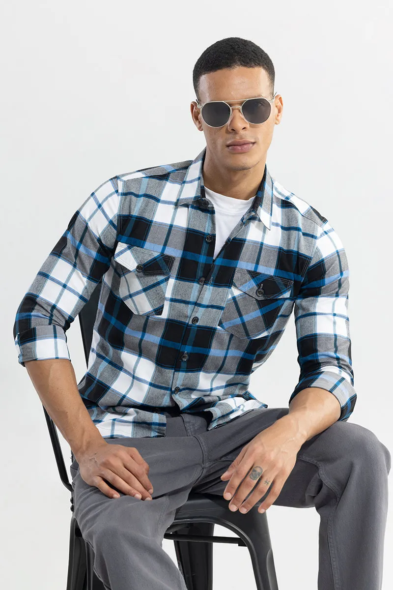 Grid Hatch Vivid Blue Checks Shirt