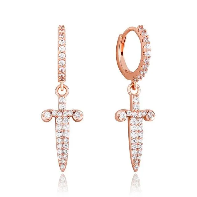 Iced Out Dagger Drop Earrings