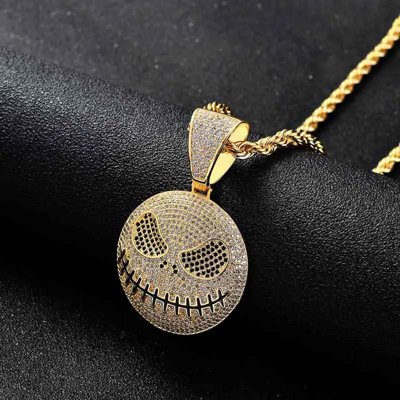 Iced Out Jack Skellington Pendant - Gold