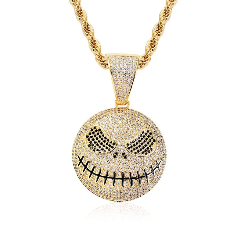 Iced Out Jack Skellington Pendant - Gold