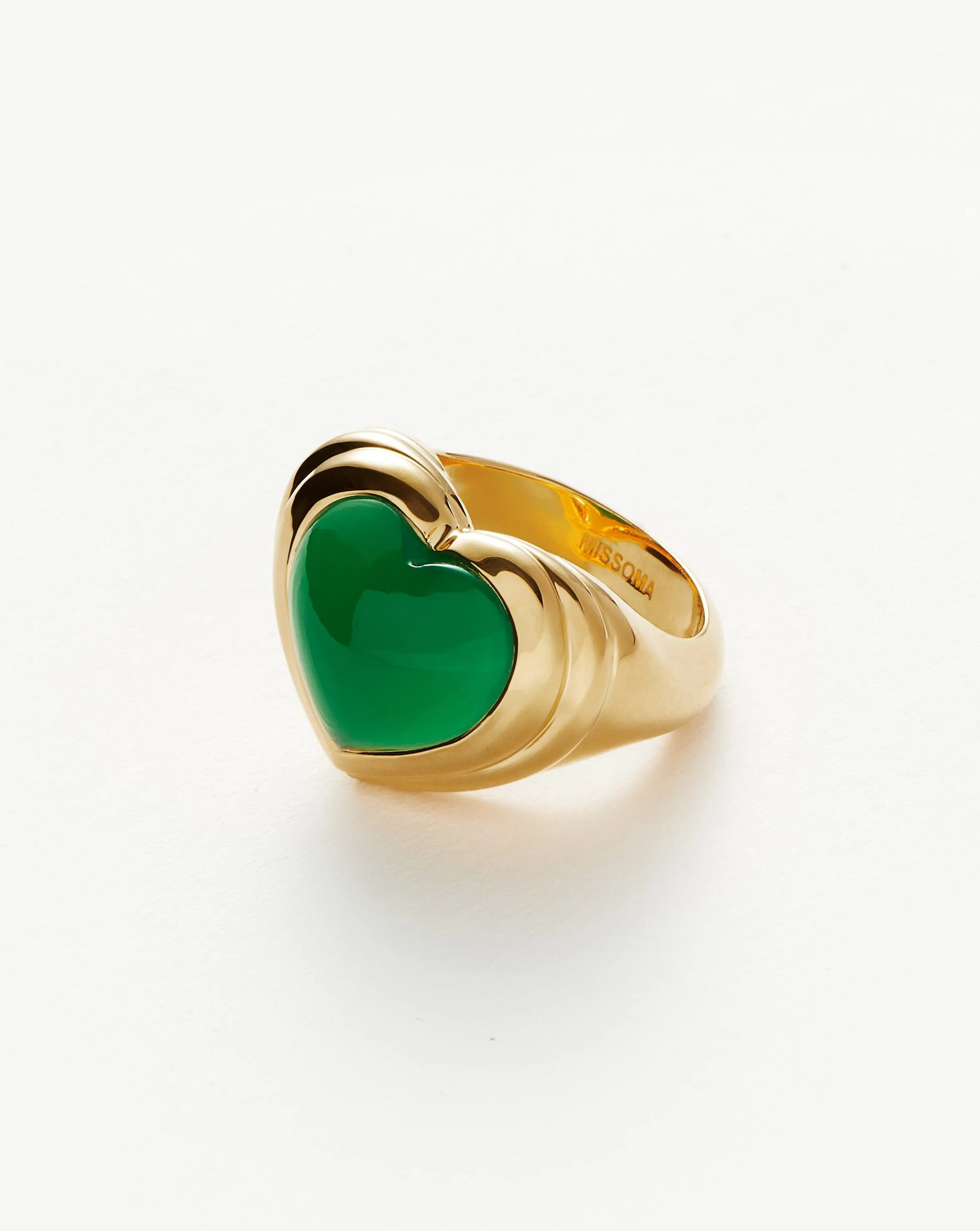 Jelly Heart Gemstone Ring | 18ct Gold Plated/Green Chalcedony