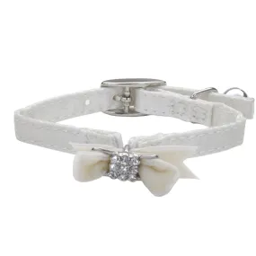 Li'l Pals Safety Kitten Collar with Bow, White