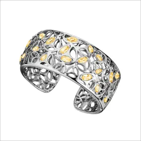 Medallion Golden Quartz Cuff in Sterling Silver