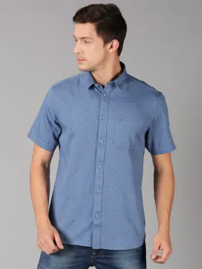 MEN'S BLUE PRINT SLIM FIT SHIRT