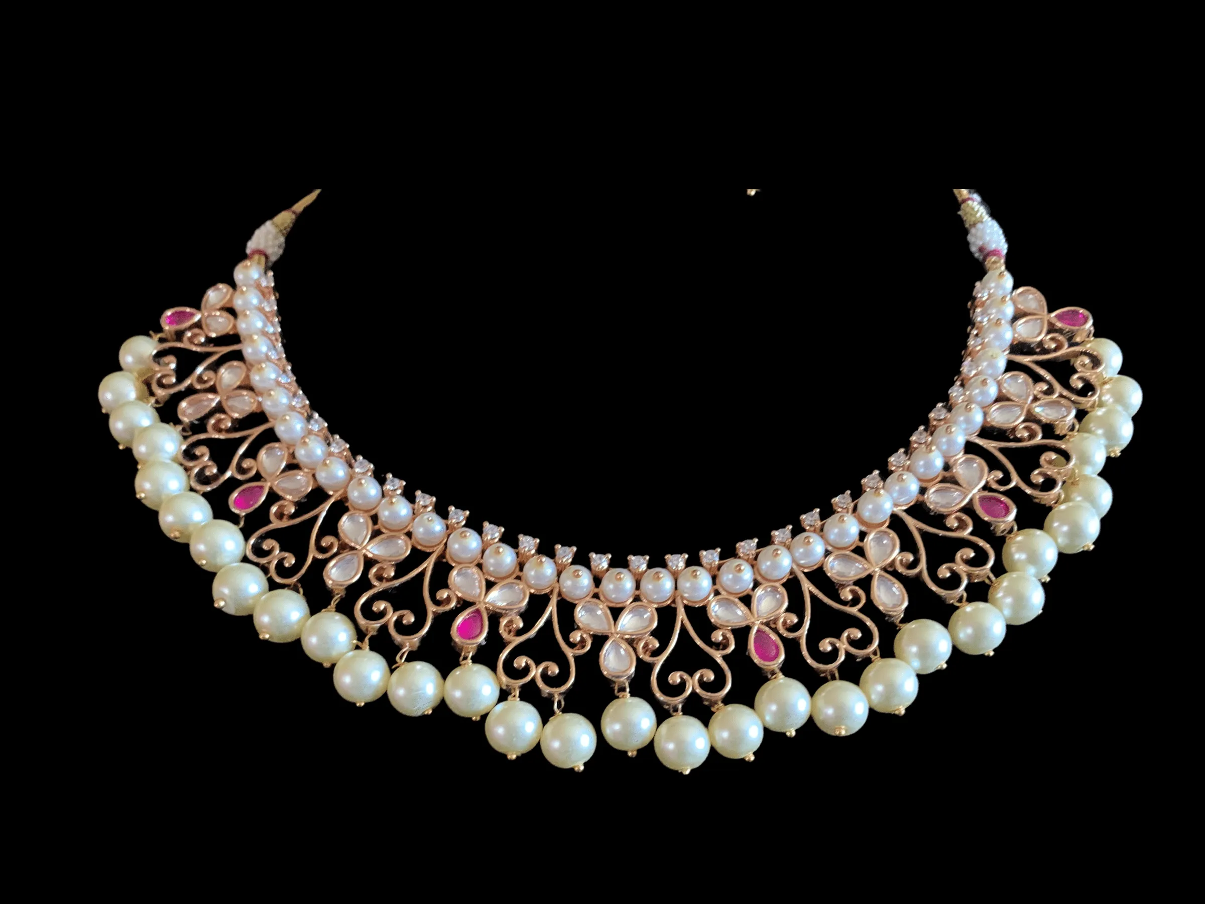 NS217 Samina polki  necklace with earrings ( READY TO SHIP )