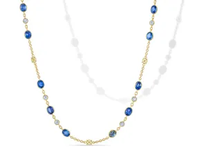 Oval Sapphire and Round Diamond Necklace