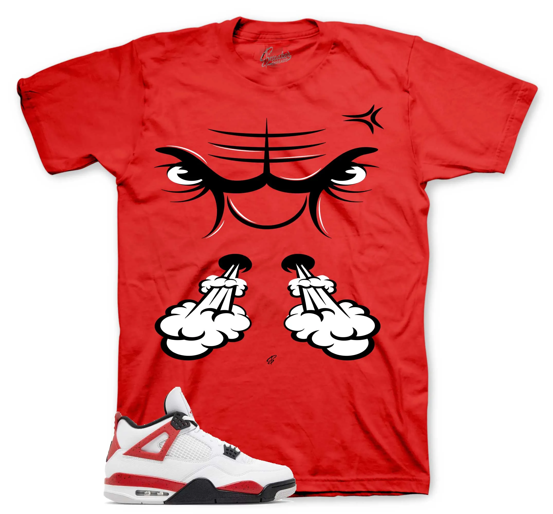 Retro 4 Red Cement Raging Face Shirt