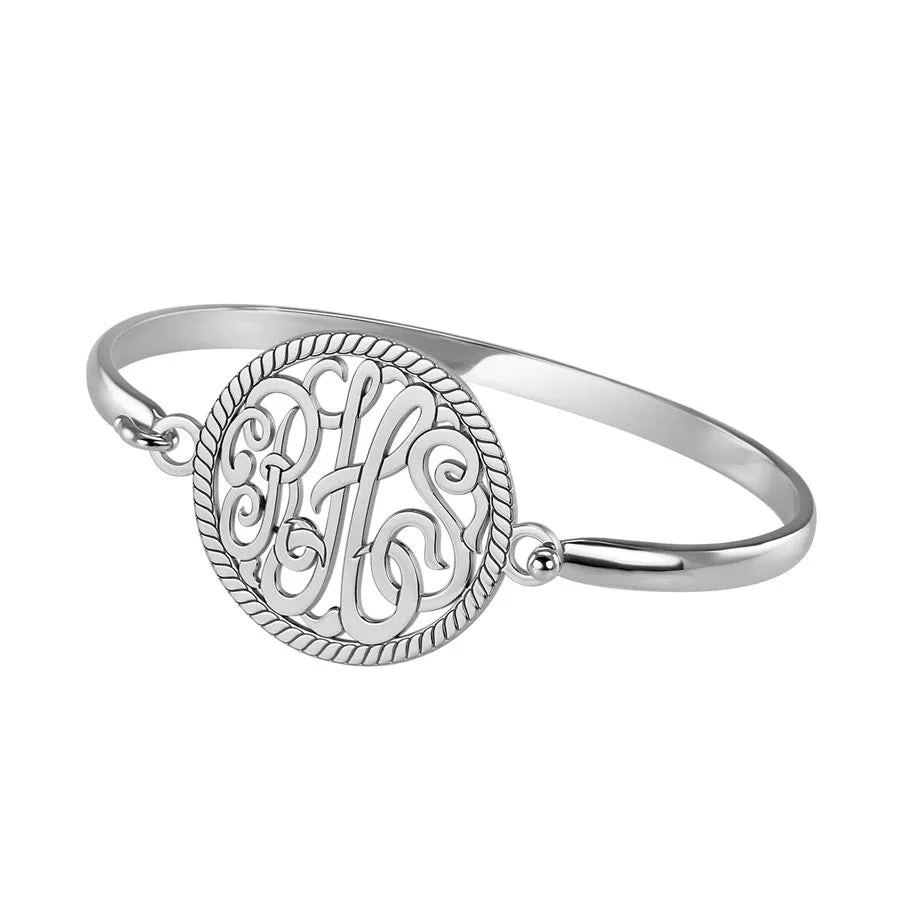 Rope Trim Round Monogram Bangle Bracelet