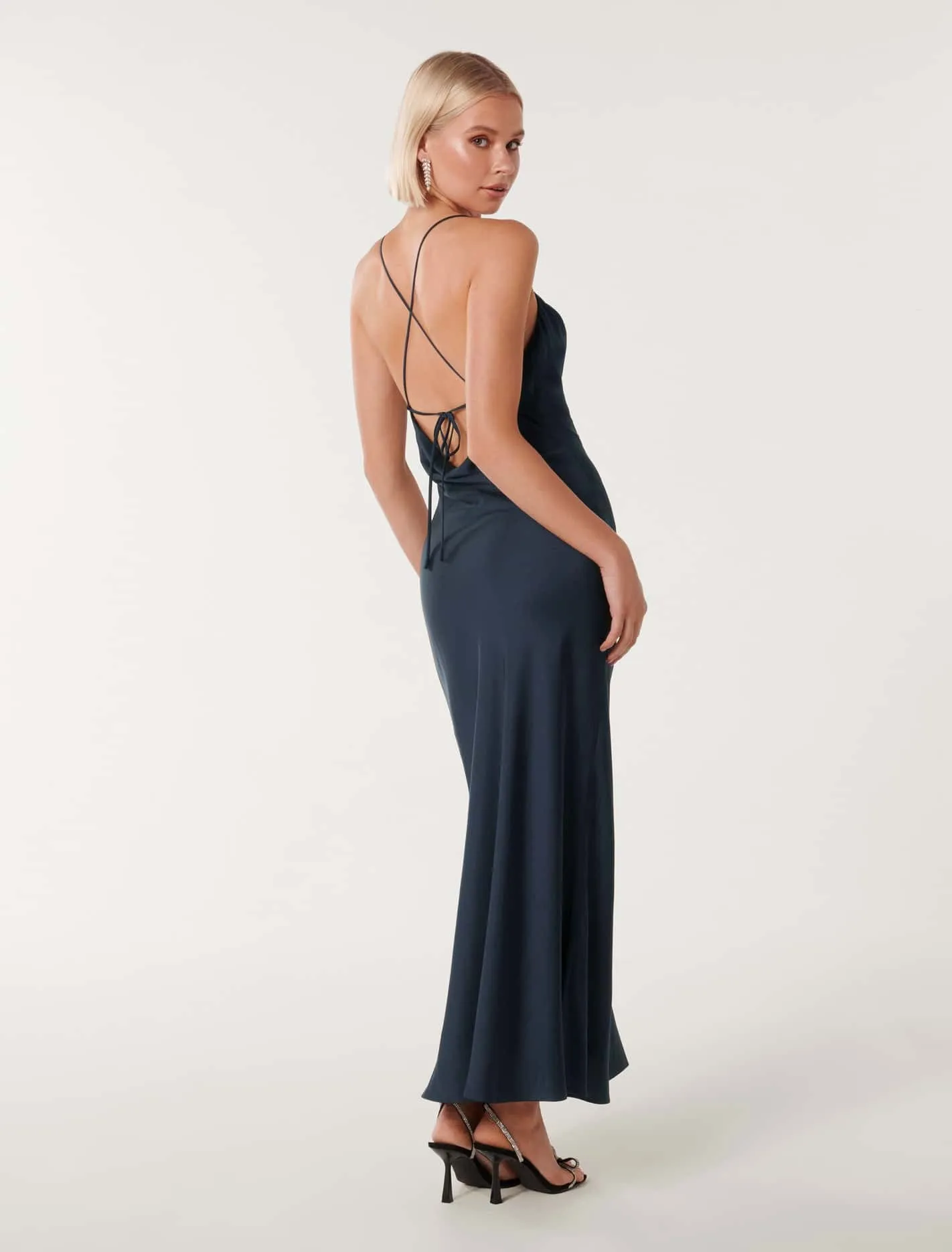 Ruby Tie Back Satin Maxi Dress