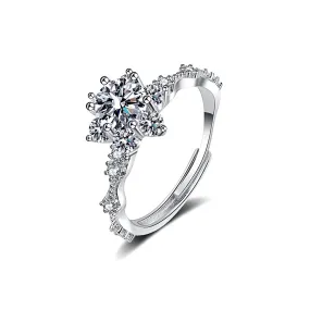 S925 Silver Snowflake Moissanite Ring