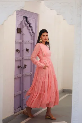 Shree pink water sequence frill anarkali set