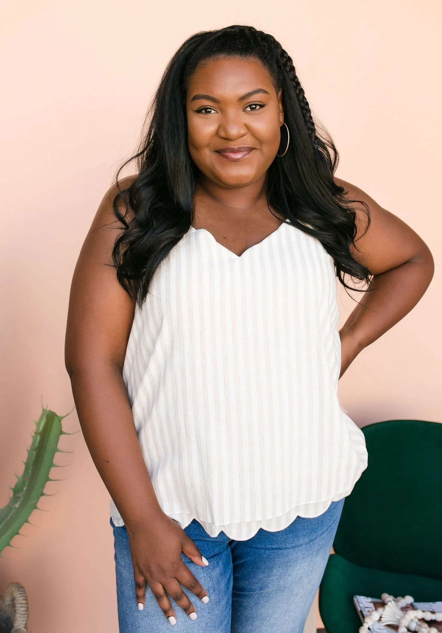 SIZE 3XL PLUS SIZE Farris Striped Cami Top