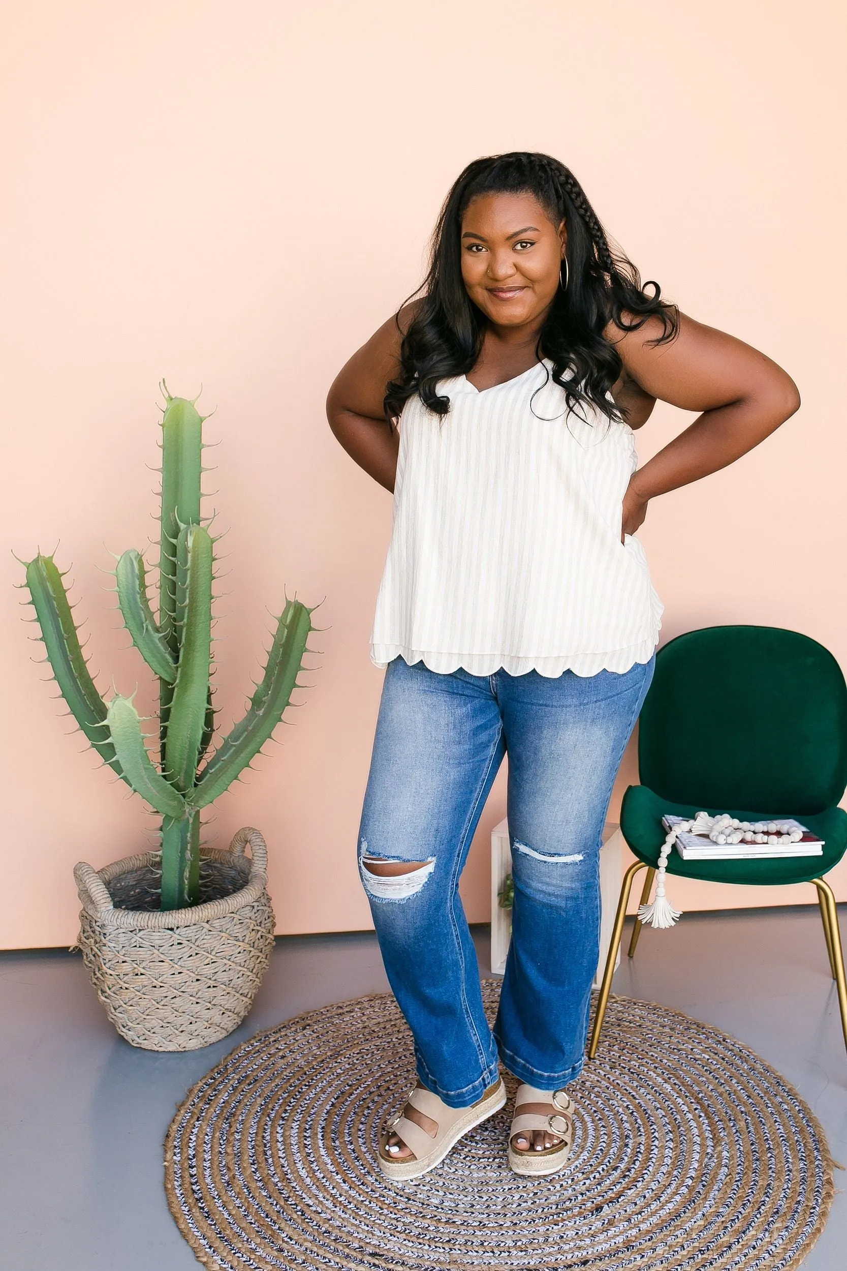 SIZE 3XL PLUS SIZE Farris Striped Cami Top