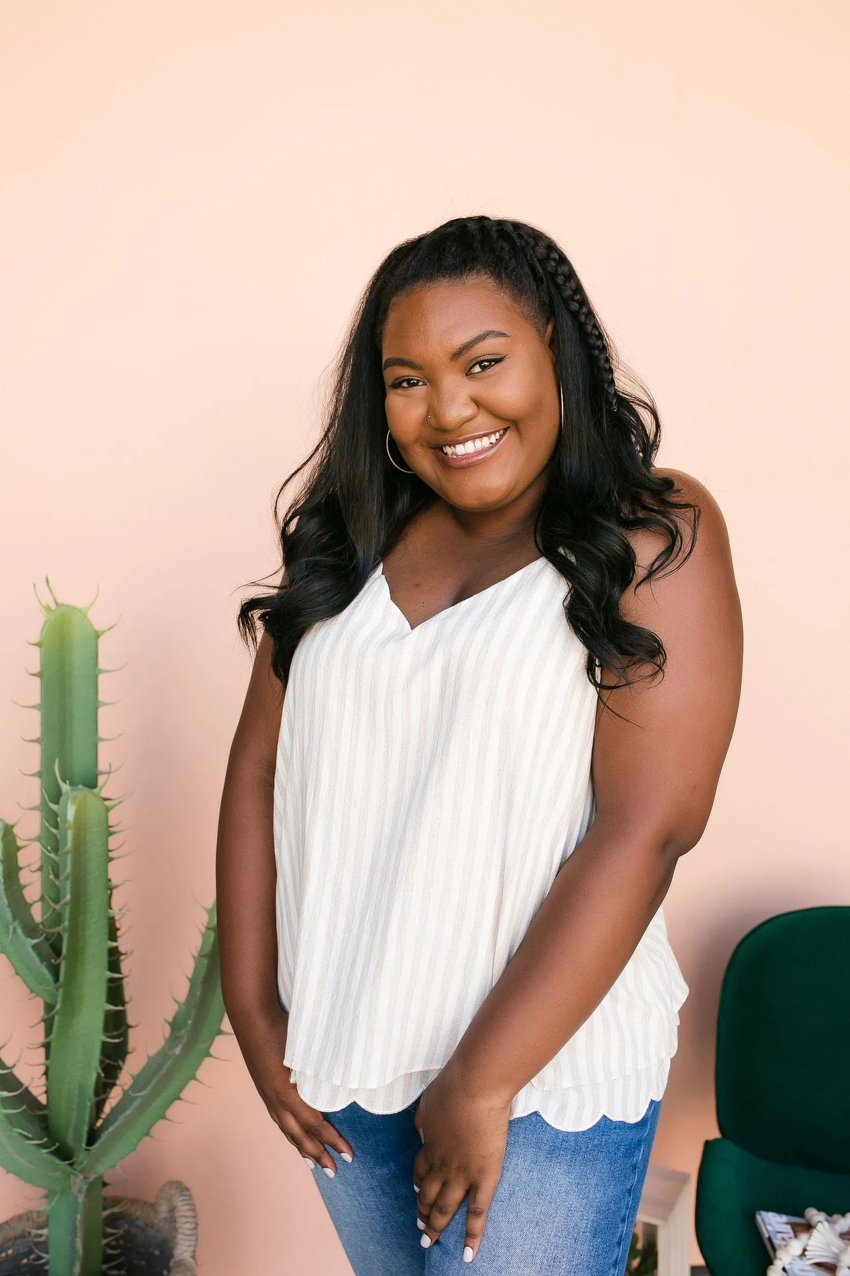 SIZE 3XL PLUS SIZE Farris Striped Cami Top