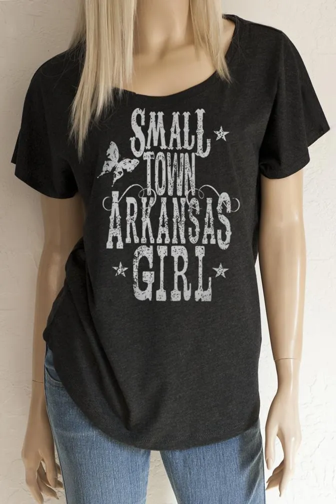 Small Town "Your State Here" Girl Scoop Neck Dolman Sleeve Top - ALL 50 STATES AVAILABLE