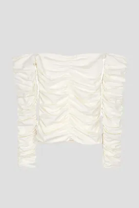 SMOCKED OFF SHOULDER TOP-OFF WHITE