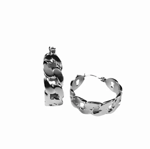 Stainless Steel Chain Hoop Earrings