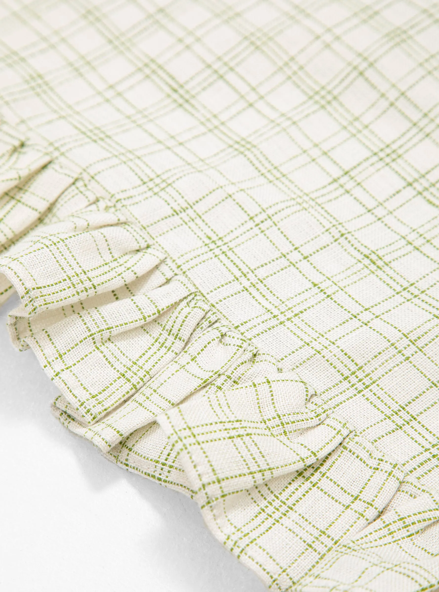 Vanukas Tea Towel Off White & Green Check