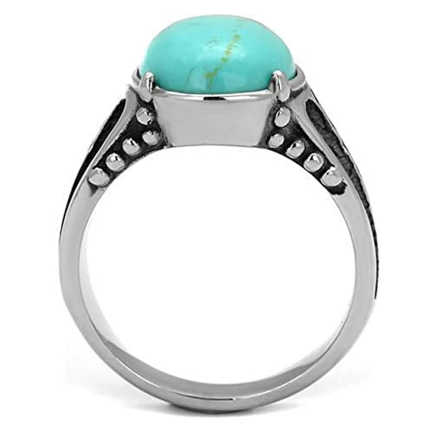 WildKlass Stainless Steel Ring High Polished (no Plating) Men Synthetic Turquoise