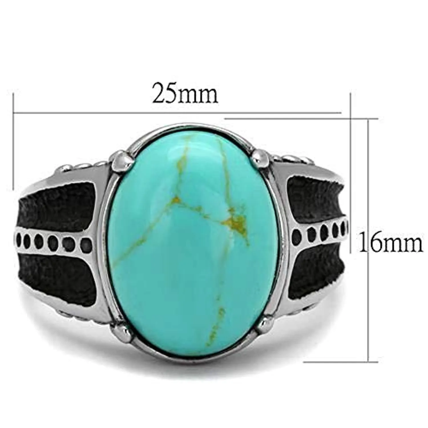 WildKlass Stainless Steel Ring High Polished (no Plating) Men Synthetic Turquoise